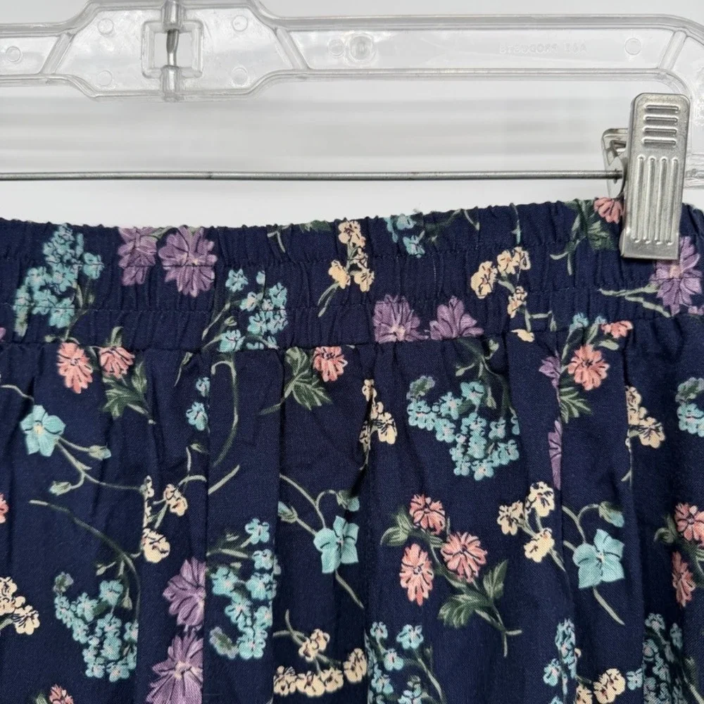 Sag Harbor Maxi Skirt Floral Button Front Elastic Waist Casual Summer Large